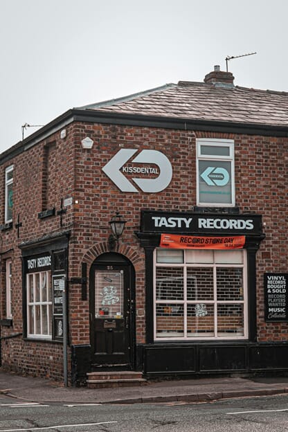 An image of the Tasty records exterior signage,